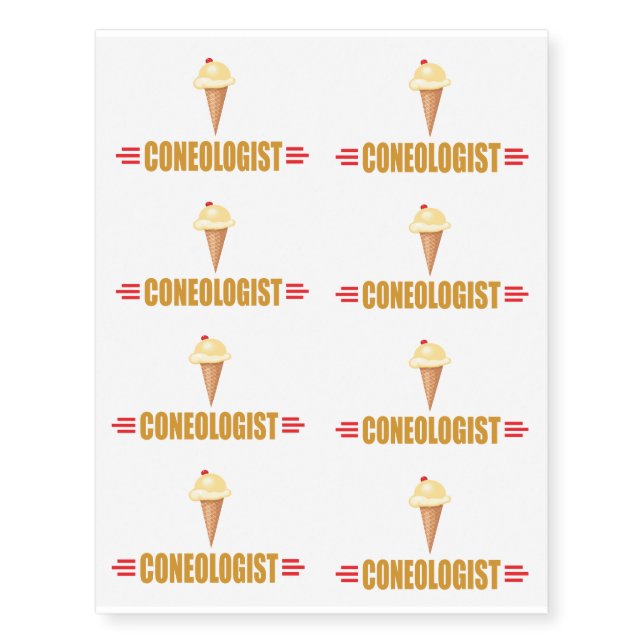 Humorous Ice Cream Lover's Temporary Tattoos (Front)