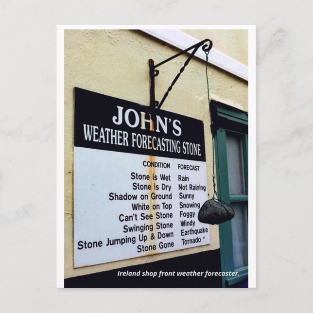 Humorous Ireland  Weather forecasting stone Postcard (Front)