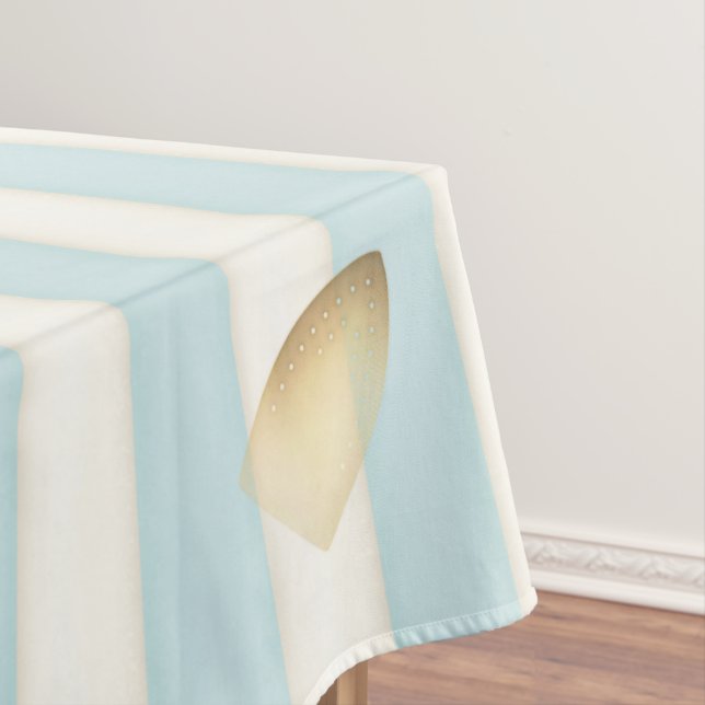 Humorous Iron Burn Mark Von Cute Baby Blue Striped Tablecloth (In Situ)