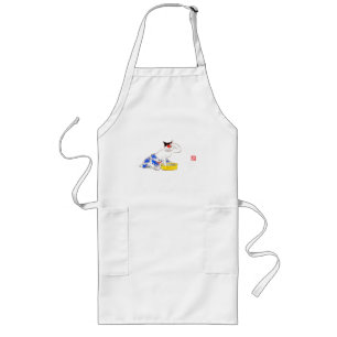 Humorous Japanese Cat Bathing I Long Apron