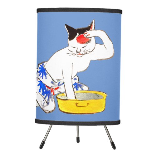 Humorous Japanese Cat Bathing I Tripod Lamp