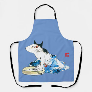 Humorous Japanese Cat Bathing II Apron