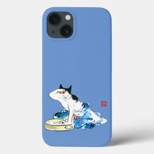 Humorous Japanese Cat Bathing II iPhone 13 Case
