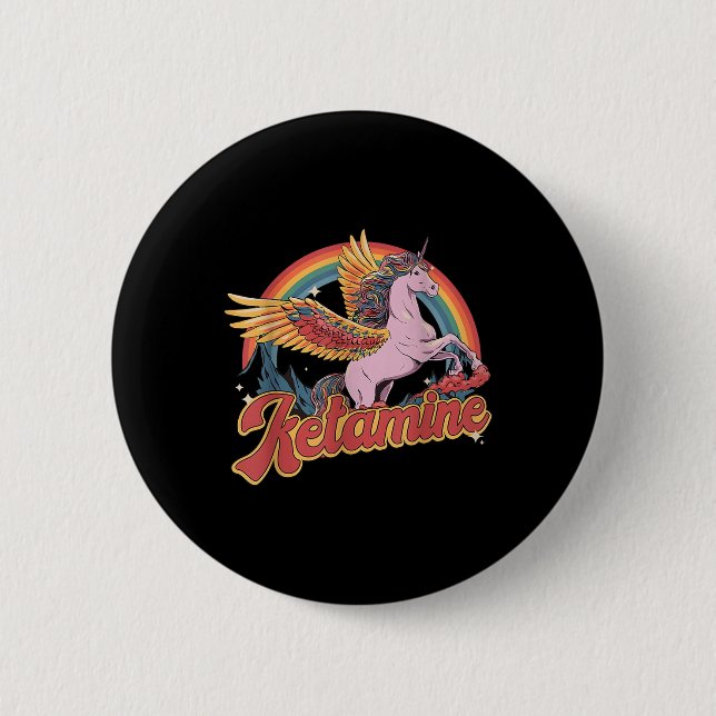 Humorous Ketamine Horse Emergency Funny Mental Hea Button (Front)