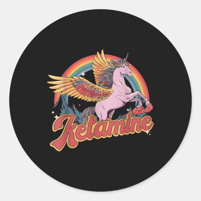 Humorous Ketamine Horse Emergency Funny Mental Hea Classic Round Sticker (Front)