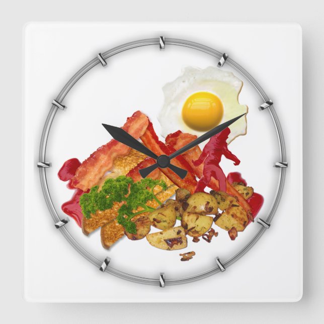 Humorous Ketchup Gone Squatchin for Bacon Square Wall Clock (Front)