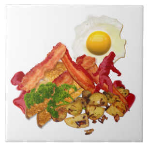 Humorous Ketchup Gone Squatchin for Bacon Tile