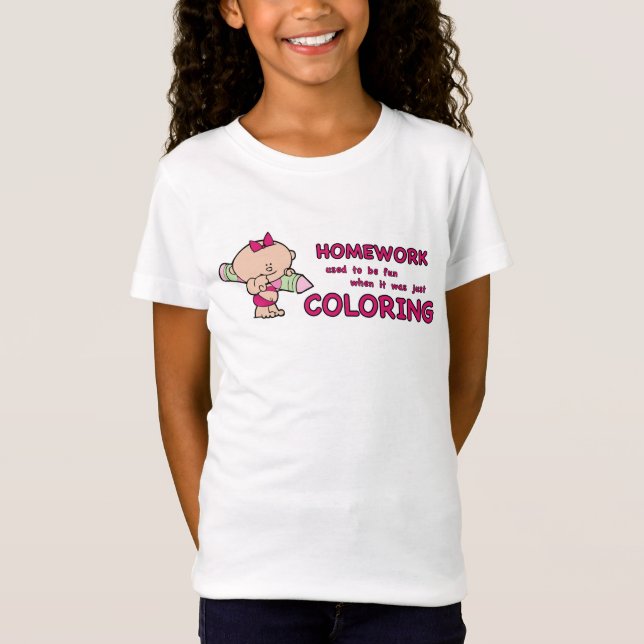 Humorous kid homework girl T-Shirt (Front)