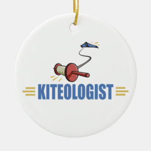 Humorous Kite Flying Ceramic Ornament