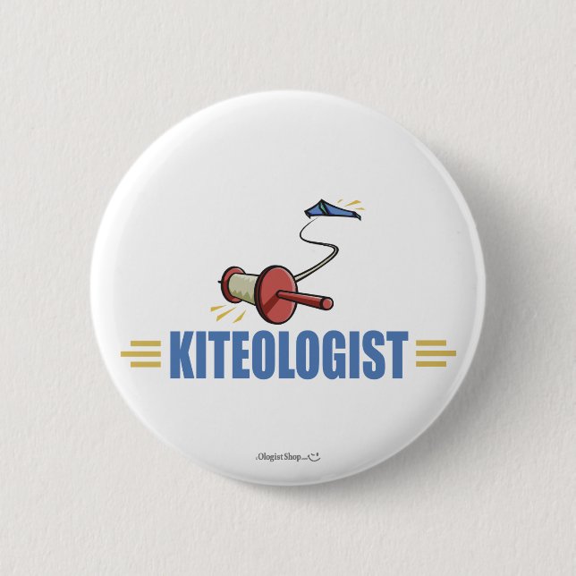 Humorous Kite Flying Pinback Button (Front)
