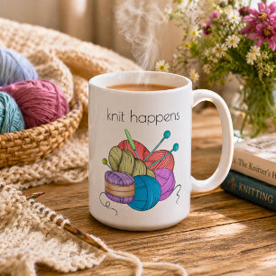 Humorous Knit Happens Coffee Mug
