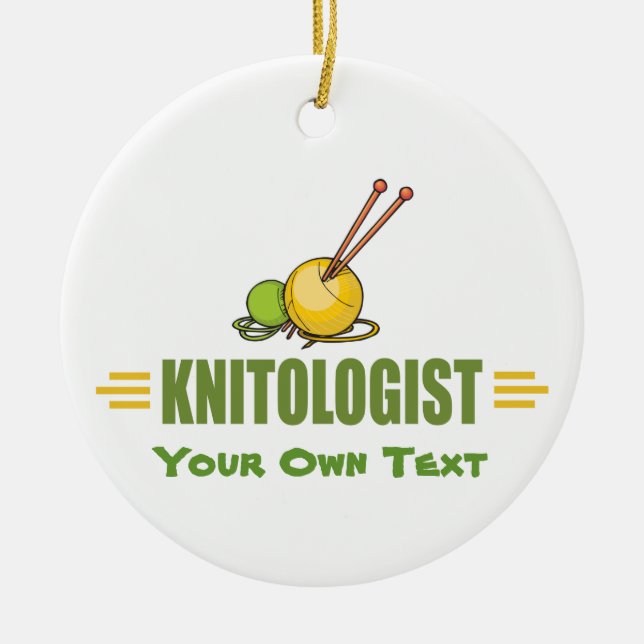 Humorous Knitting Ceramic Ornament (Front)