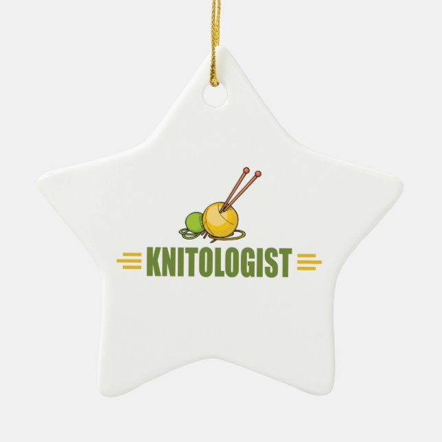 Humorous Knitting Ceramic Ornament (Front)