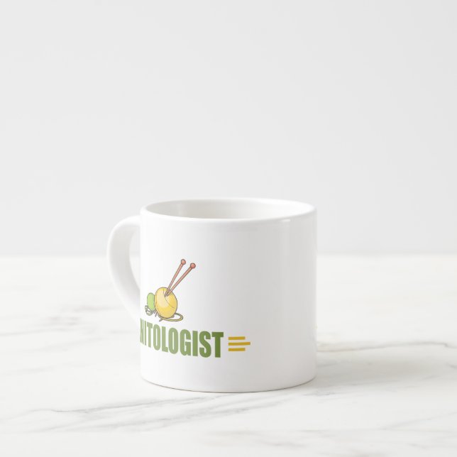 Humorous Knitting Espresso Cup (Front Left)