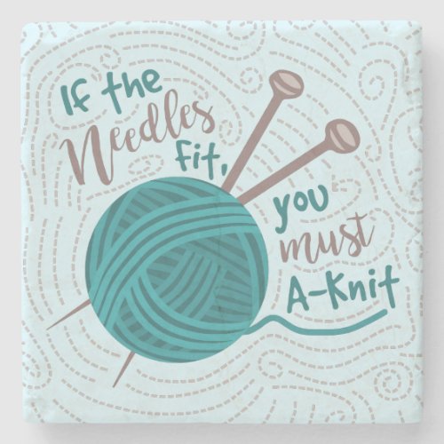 Humorous Knitting Needles Yarn Funny Knitter Stone Coaster