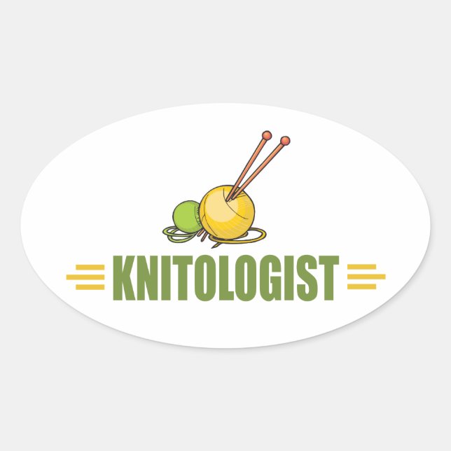 Humorous Knitting Oval Sticker (Front)