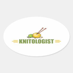 Humorous Knitting Oval Sticker