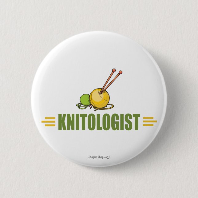 Humorous Knitting Pinback Button (Front)