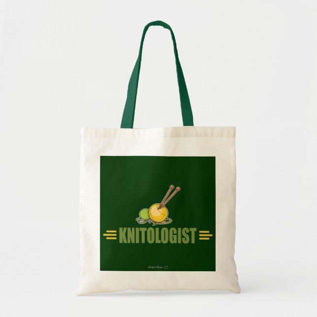 Humorous Knitting Tote Bag (Front)