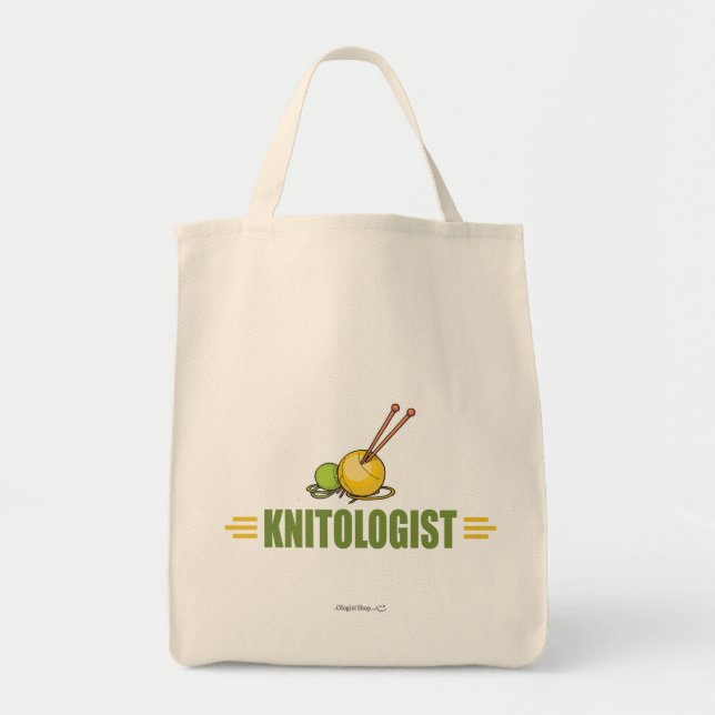 Humorous Knitting Tote Bag (Front)