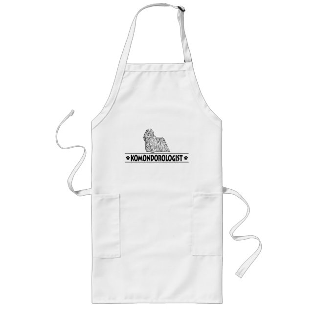 Humorous Komondor Long Apron (Front)