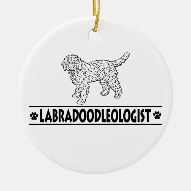 Humorous Labradoodle Ceramic Ornament (Front)