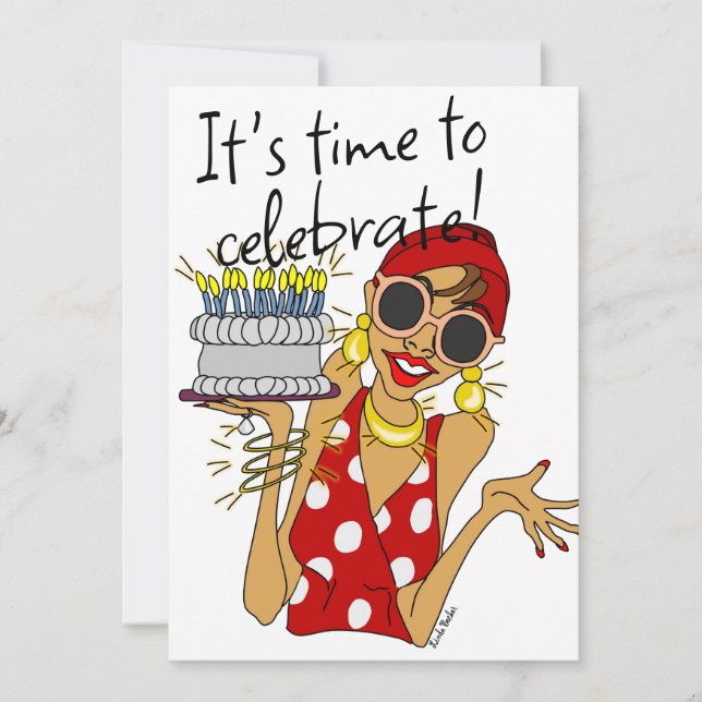 Humorous Lady Cartoon Party Invitation (Front)