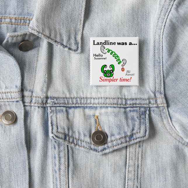 Humorous Landline Phones Personalized Names Button (In Situ)