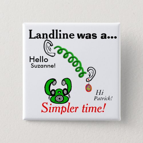 Humorous Landline Phones Personalized Names Button