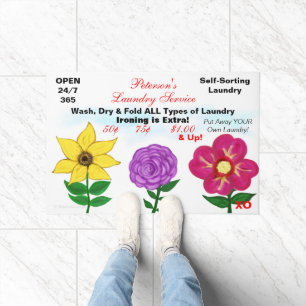 Humorous Laundry Room Floral Doormat