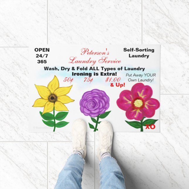Humorous Laundry Room Floral Doormat (Indoor)