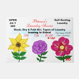 Humorous Laundry Room Floral Doormat