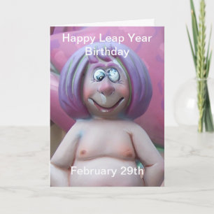Humorous Leap Year Birthday Card Comical Figure