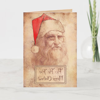 Humorous Leonardo as Santa Holiday Card