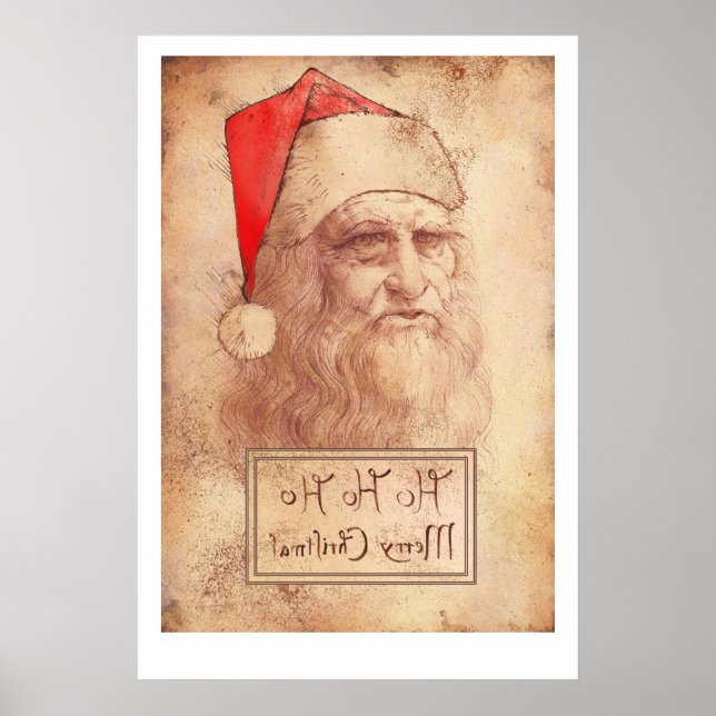 Humorous Leonardo da Vinci as Santa Poster (Front)