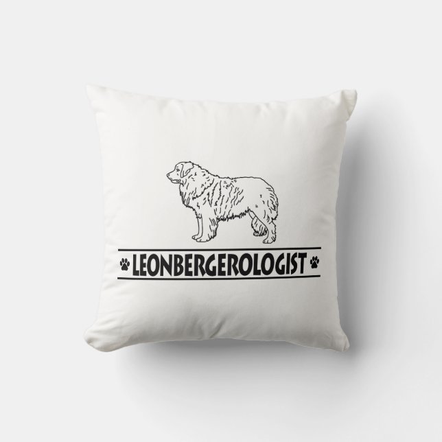 Humorous Leonberger Throw Pillow (Front)