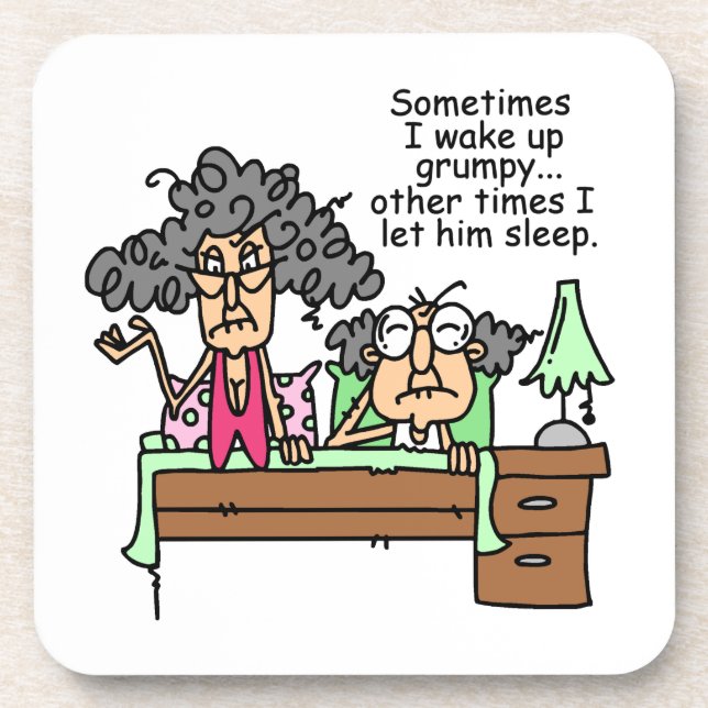 Humorous Let Grumpy Sleep Beverage Coaster (Front)