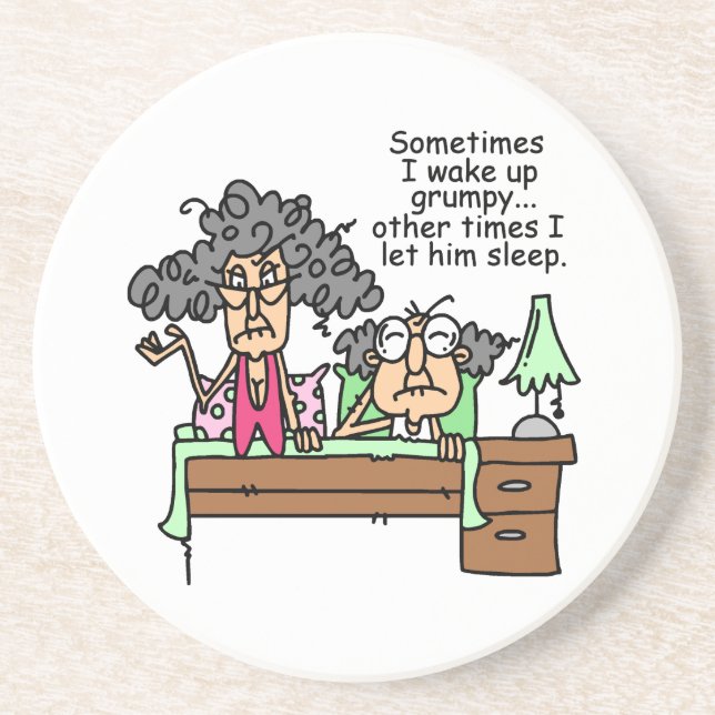 Humorous Let Grumpy Sleep Drink Coaster (Front)