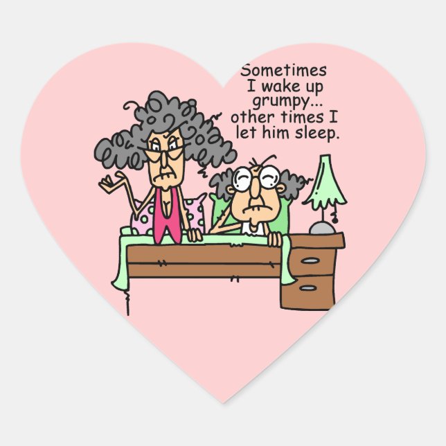 Humorous Let Grumpy Sleep Heart Sticker (Front)