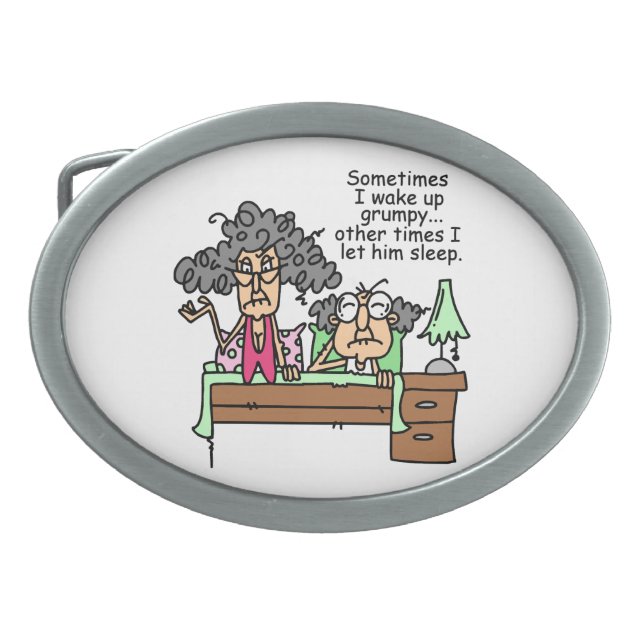 Humorous Let Grumpy Sleep Oval Belt Buckle (Front)