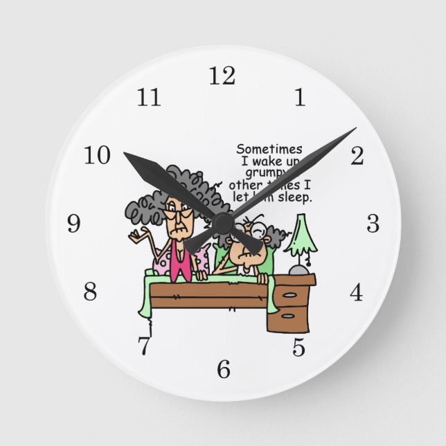 Humorous Let Grumpy Sleep Round Clock (Front)