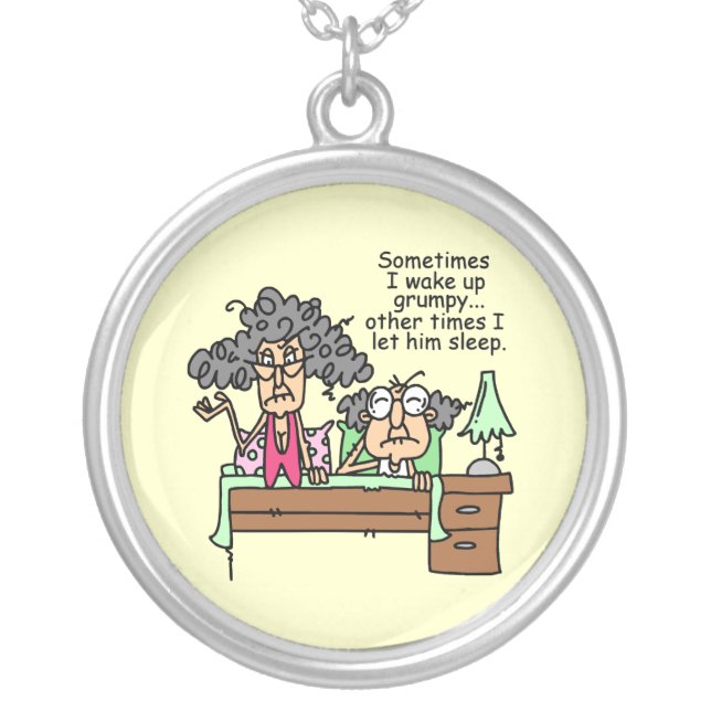 Humorous Let Grumpy Sleep Silver Plated Necklace (Front)