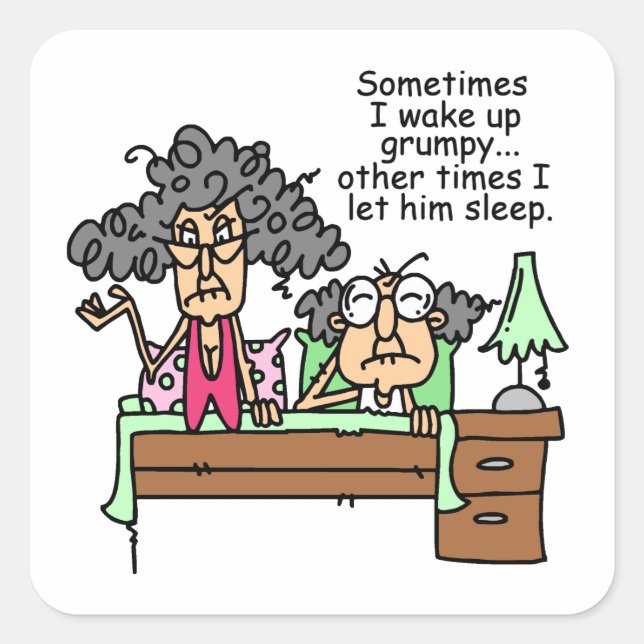 Humorous Let Grumpy Sleep Square Sticker (Front)