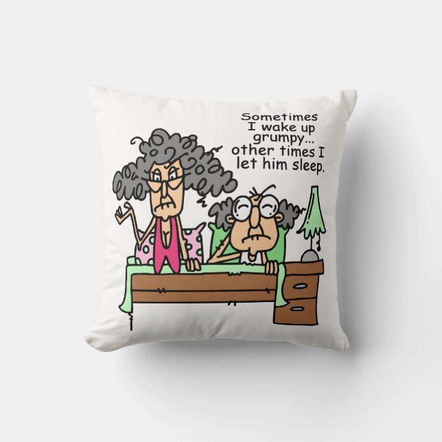 Humorous Let Grumpy Sleep Throw Pillow (Front)