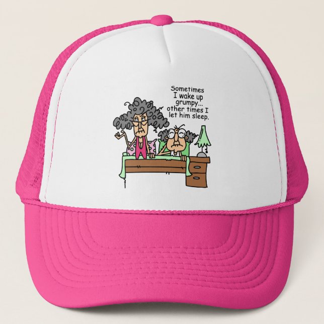 Humorous Let Grumpy Sleep Trucker Hat (Front)