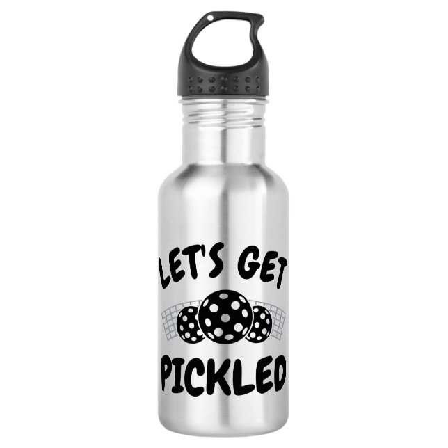 Humorous Let's Get Pickled  Stainless Steel Water Bottle (Front)