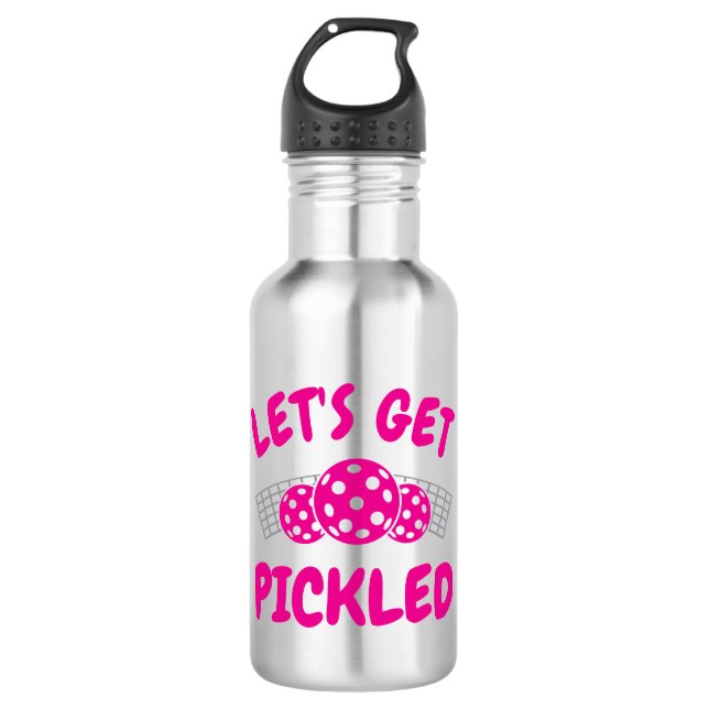Humorous Let's Get Pickled  Stainless Steel Water Bottle (Front)