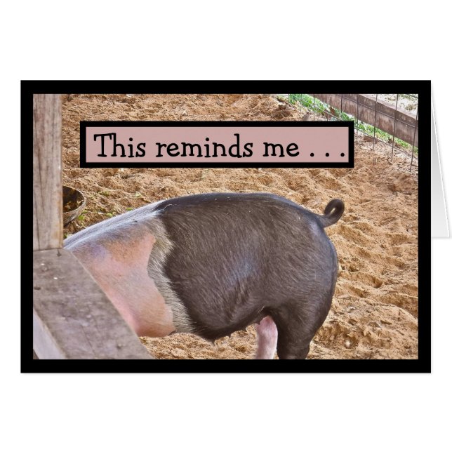 HUMOROUS "LET'S HAVE LUNCH"/HOG EATING IN PIGPEN CARDS (Front Horizontal)