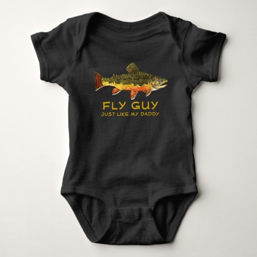 Humorous Little Boys Fly Fishing Baby Bodysuit
