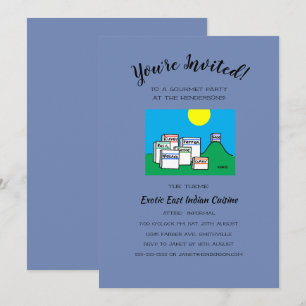 Humorous Lunch or Dinner Gourmet Party Cartoon Invitation